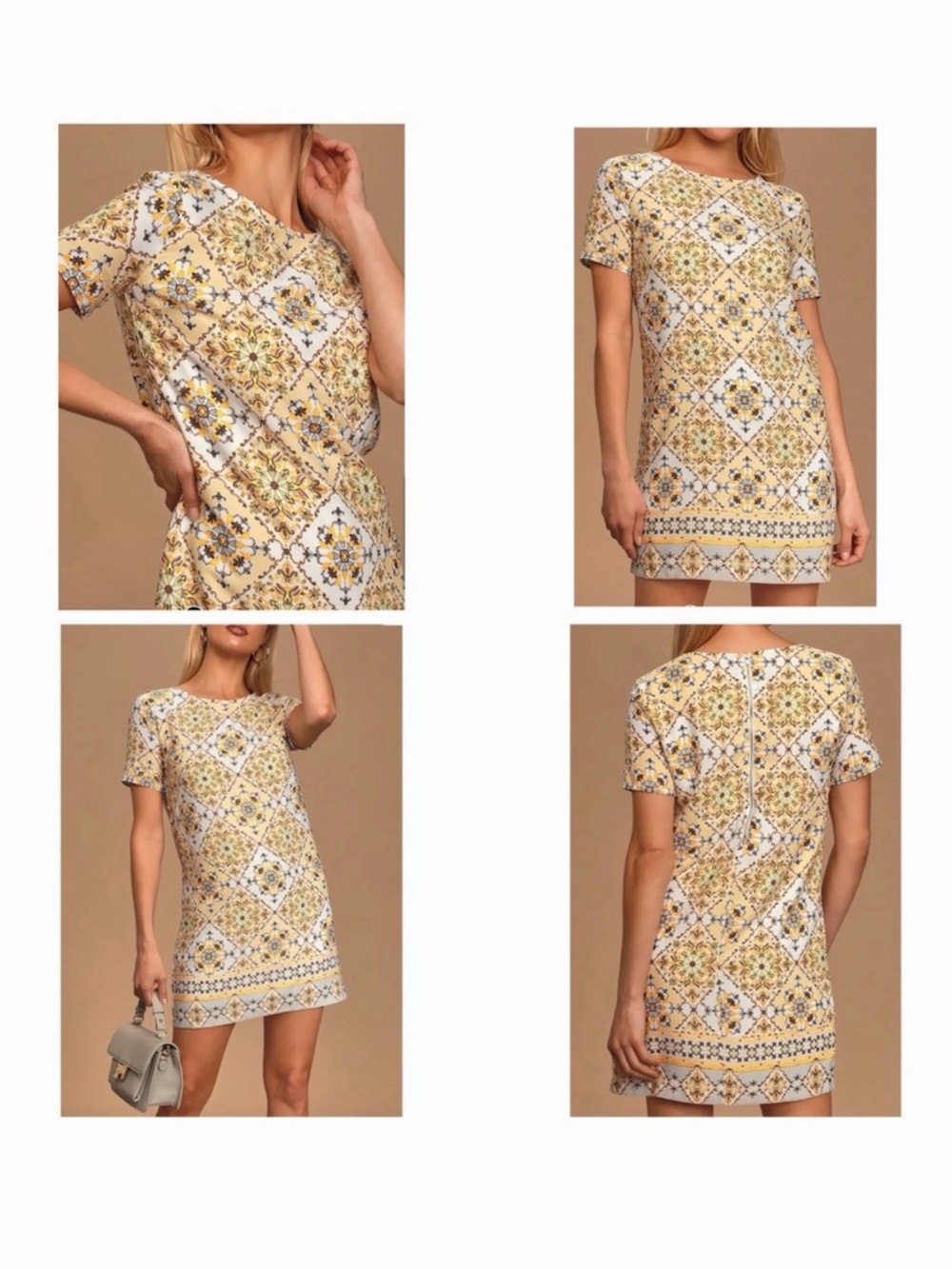 Lulus Dandy Lion Yellow Print Shift Dress Size Medium Mini Length